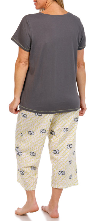 Thumbnail 2: Hue Hue Womens Short Sleeve 2 Pc Cat Pajama Set 