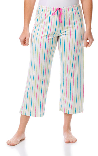 Thumbnail 1: Hue Hue Womens Well Worn Stripe Pajama Capris 