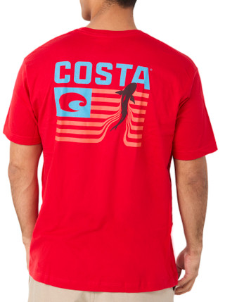 Thumbnail 2: COSTA Costa Mens Short Sleeve Americana Shark Flag T-Shirt 