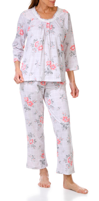 Thumbnail 1: Carole Hochman Carole Hochman Petite 3/4 Sleeve 2 Pc Floral Pajama Set 