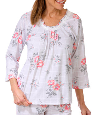 Thumbnail 3: Carole Hochman Carole Hochman Petite 3/4 Sleeve 2 Pc Floral Pajama Set 