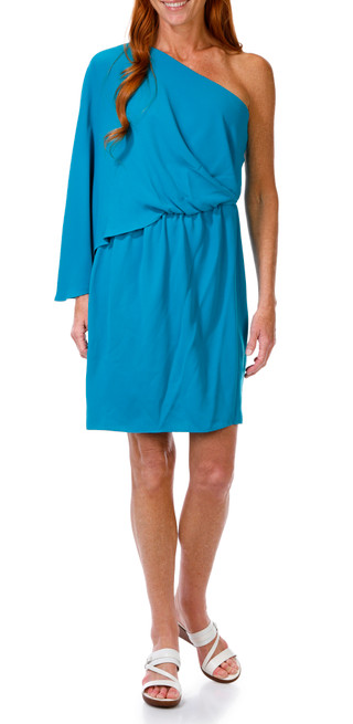 Thumbnail 1: Trina Turk Trina Turk Womens Amal One-Shoulder Blouson Sheath Dress 