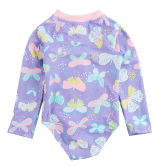 Thumbnail 2: Floatimini Floatimini Little Girls Long Sleeve Butterfly Zip Swimsuit 