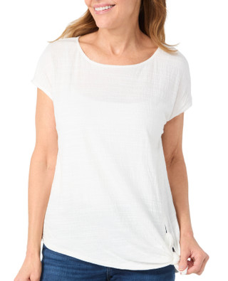 Thumbnail 2: MAX STUDIO Max Studio Womens Short Sleeve Side Tie Crinkle Top 