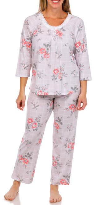 Thumbnail 1: Carole Hochman Carole Hochman Womens 3/4 Sleeve 2 Pc Floral Pajama Set 