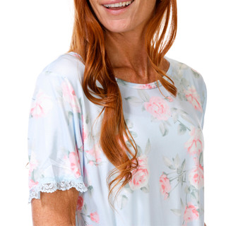 Thumbnail 2: FLORA NIKROOZ Flora Nikrooz Womens Short Sleeve Floral Lace Sleep Shirt 