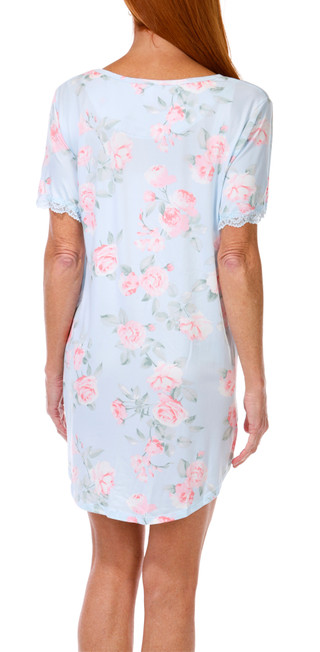Thumbnail 3: FLORA NIKROOZ Flora Nikrooz Womens Short Sleeve Floral Lace Sleep Shirt 