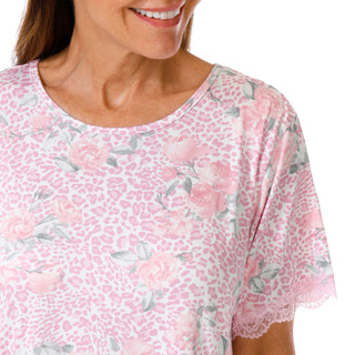 Thumbnail 2: FLORA Flora Womens Leopard Floral Sleepshirt Nightgown 