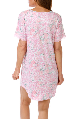 Thumbnail 3: FLORA Flora Womens Leopard Floral Sleepshirt Nightgown 