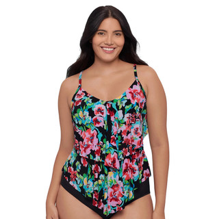 Thumbnail 1: Trimshaper Trimshaper Womens Ronnie Blooming Beauty Tankini Swim Top 