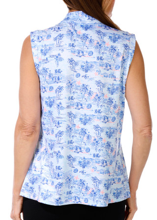 Thumbnail 2: Coral Bay Golf Coral Bay Golf Womens Sleeveless 1/4 Zip Print Top 