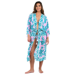 Thumbnail 1: La Blanca La Blanca Womens Opulent Front Tie Kimono Cover-up 