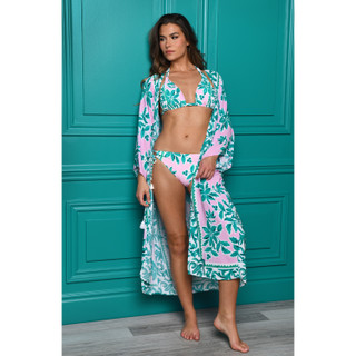 Thumbnail 4: La Blanca La Blanca Womens Opulent Front Tie Kimono Cover-up 