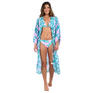 Thumbnail 5: La Blanca La Blanca Womens Opulent Front Tie Kimono Cover-up 