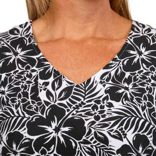 Thumbnail 2: Hearts of Palm Hearts of Palm Womens 3/4 Sleeve Floral V-Neck Top 