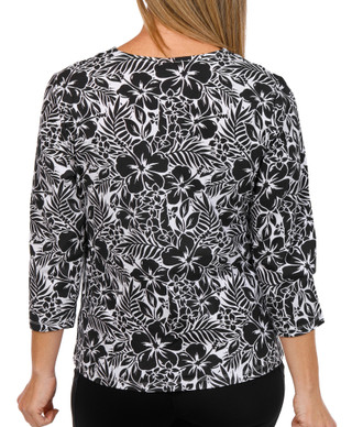 Thumbnail 3: Hearts of Palm Hearts of Palm Womens 3/4 Sleeve Floral V-Neck Top 