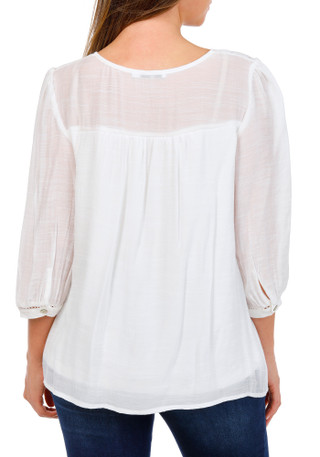 Thumbnail 2: FIGUEROA & FLOWER Figueroa and Flower Womens 3/4 Sleeve Crochet Yoke Top 