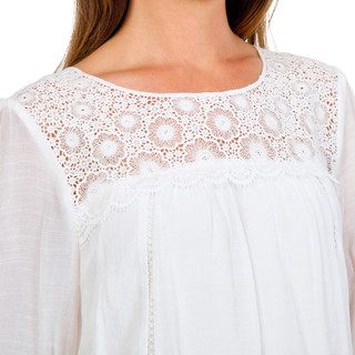Thumbnail 3: FIGUEROA & FLOWER Figueroa and Flower Womens 3/4 Sleeve Crochet Yoke Top 