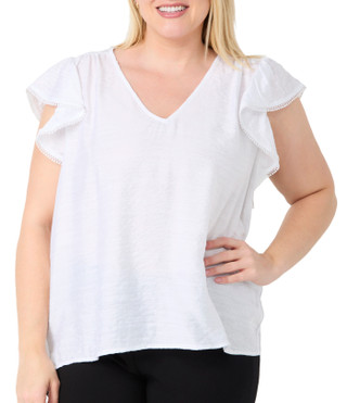 Thumbnail 1: Philosophy Philosophy Plus Flutter Sleeve V-Neck Top 