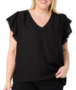 Thumbnail 1: Philosophy Philosophy Plus Flutter Sleeve V-Neck Top 