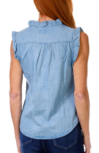 Thumbnail 2: INDUSTRY Industry Womens Sleeveless Button Down Ruffle Top 
