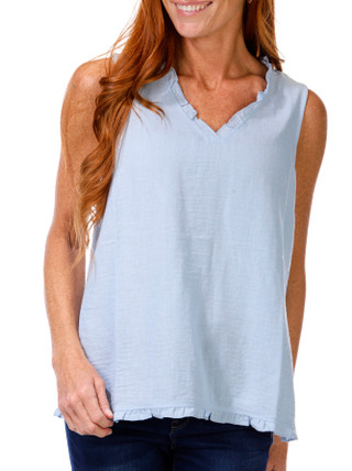 Thumbnail 1: Floral & Ivy Floral & Ivy Womens St. Germaine Ruffle Neck Tank Top 