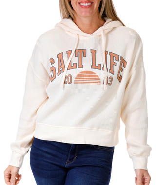 Thumbnail 1: Salt Life Salt Life Womens Long Sleeve Waffle Knit Crop Hoodie 