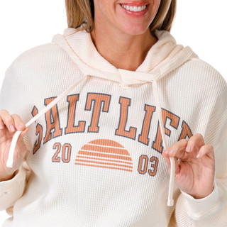 Thumbnail 2: Salt Life Salt Life Womens Long Sleeve Waffle Knit Crop Hoodie 