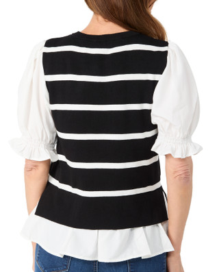Thumbnail 3: Nanette Lepore Nanette Lepore Womens Short Sleeve Stripe 2Fer Top 