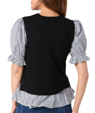 Thumbnail 3: Nanette Lepore Nanette Lepore Womens Short Sleeve Stripe 2Fer Top 