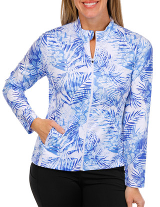 Thumbnail 4: Coral Bay Golf Coral Bay Golf Petite Long Sleeve Full Zip Print Jacket 