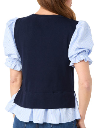 Thumbnail 2: Nanette Lepore Nanette Lepore Womens Short Sleeve Stripe 2Fer Top 