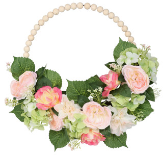 Thumbnail 1: IJK LIMITED-IMPORT IJK Limited Import 18 in Rose Hydrangea Peony Half Wreath 