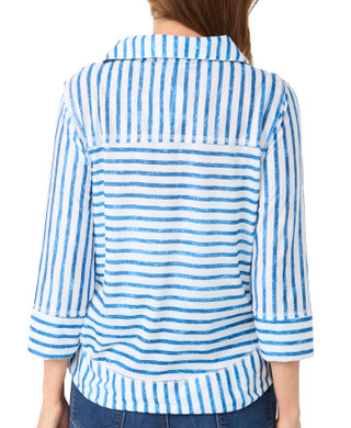 Thumbnail 3: Onque Onque Petite 3/4 Sleeve Striped Button Down Collar Knit Top 