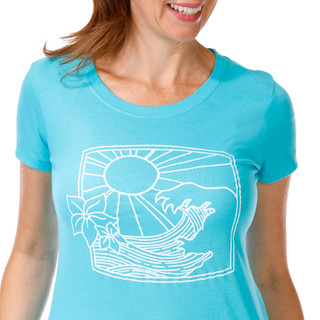 Thumbnail 2: REEL LEGENDS Reel Legends Womens Sun Wave Graphic Tee 