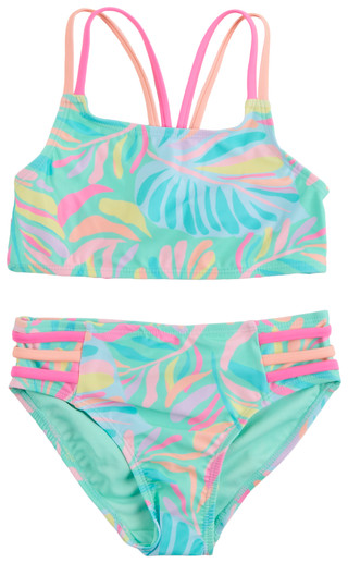 Thumbnail 1: Breaking Waves Breaking Waves Big Girls 2 Pc Tropical Splash Bikini Set 