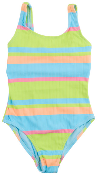 Thumbnail 1: Breaking Waves Breaking Waves Big Girls One Piece Stripe Tie Back Swimsuit 
