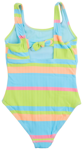 Thumbnail 2: Breaking Waves Breaking Waves Big Girls One Piece Stripe Tie Back Swimsuit 