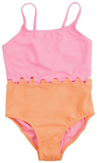 Thumbnail 1: Breaking Waves Breaking Waves Big Girls One Piece Sunset Scallop Swimsuit 