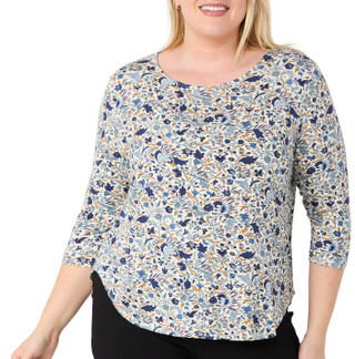 Thumbnail 2: Philosophy Philosophy Plus 3/4 Sleeve Hilo Crew Paisley Top 