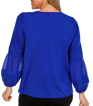Thumbnail 2: Cable & Gauge Cable & Gauge Womens Long Sleeve Solid Crepe Top 