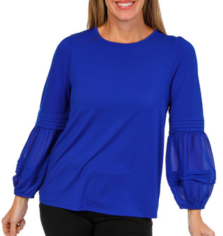 Thumbnail 1: Cable & Gauge Cable & Gauge Womens Long Sleeve Solid Crepe Top 