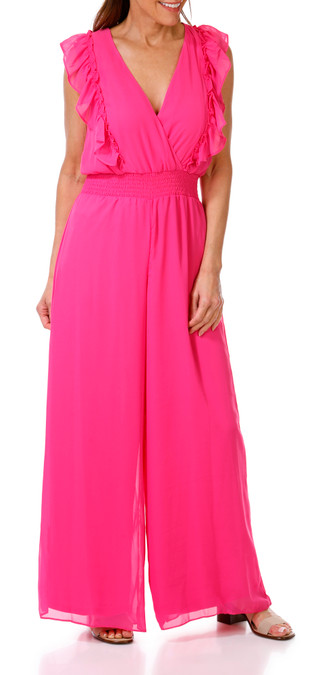 Thumbnail 1: MSK MSK Womens Sleeveless Ruffle Collar Solid Jumpsuit 