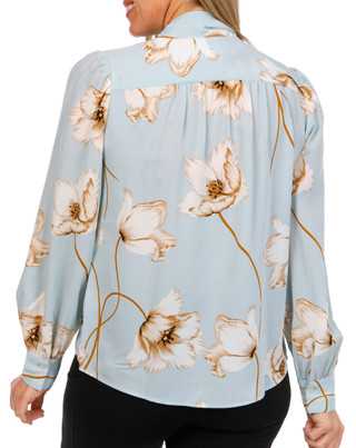 Thumbnail 2: LAUNDRY BY SHELLI SEGAL Laundry Womens Long Sleeve Floral Tie Neck Top 