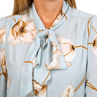 Thumbnail 3: LAUNDRY BY SHELLI SEGAL Laundry Womens Long Sleeve Floral Tie Neck Top 