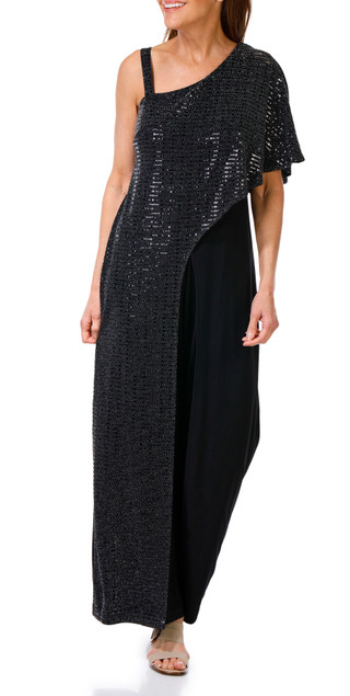 Thumbnail 1: RM Richards R&M Richards Womens Metallic Asymmetrical Jumpsuit 