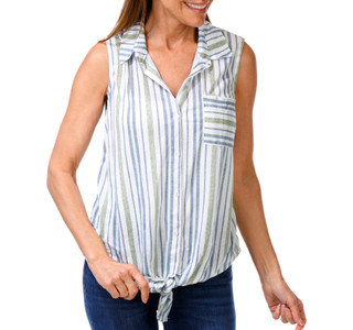 Thumbnail 1: Love Potion Women's Sleeveless Stripe Print Top 