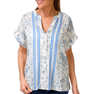 Thumbnail 1: Chenault Women's Stripe & Floral Button-Down Top 