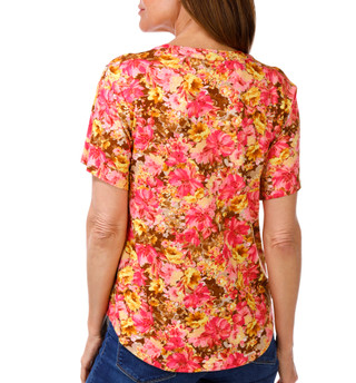 Thumbnail 2: Fyve Women's Petite Short Sleeve Floral Print Top 