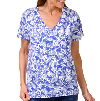 Thumbnail 1: Stella Parker Women's Short Sleeve Floral Print Top 